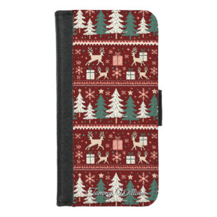 cute ugly christmas sweater pattern iPhone 8/7 wallet case