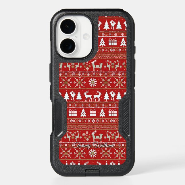 cute ugly christmas sweater pattern otterbox iPhone case (Back)