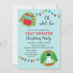 Cute ugly sweater Christmas Holiday Invitation
