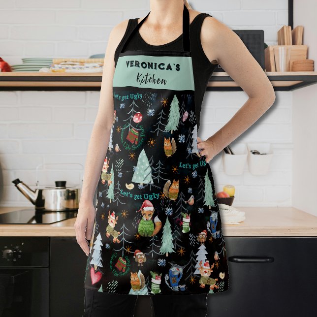 Cute Ugly Sweater Christmas Party  Apron (Cute Ugly Sweater Christmas Party Apron)