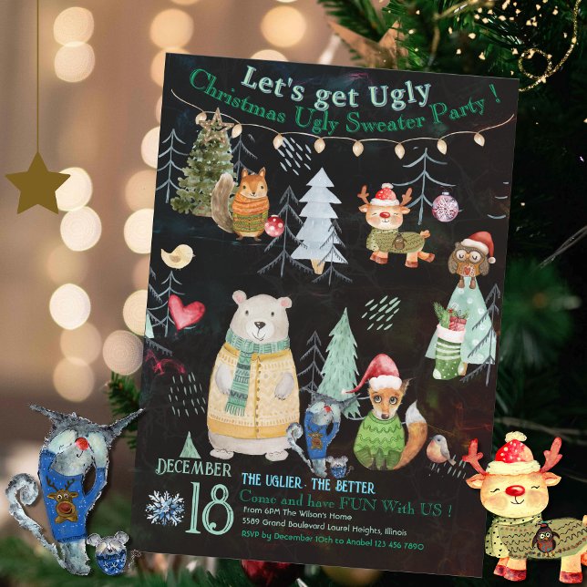 Cute Ugly Sweater Christmas Party Invitation (Cute Ugly Sweater Christmas Party Invitation)