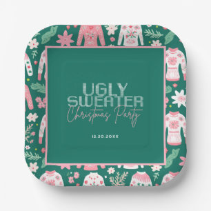 Cute Ugly Sweater Christmas Party Paper Plates