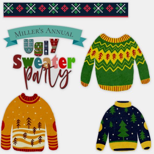 Cute Ugly Sweater Merry Christmas Custom_Cut Vinyl Sticker