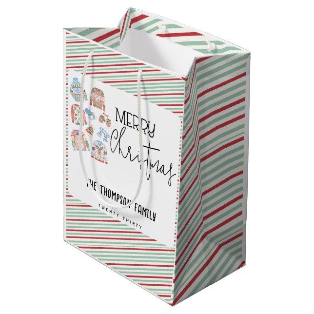 Cute Ugly Sweater Merry Christmas Holiday Medium Gift Bag (Back Angled)