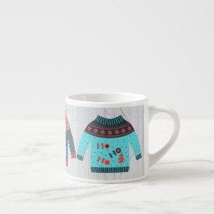 Cute Ugly Sweater Multicolor Cozy Knit Christmas Espresso Cup