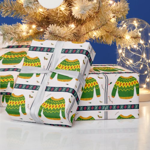Cute Ugly Sweater Pattern Christmas Gift  Wrapping Paper