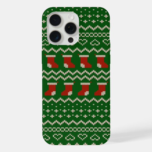 Cute Ugly Sweater Pattern Christmas Iphone Case (Back)