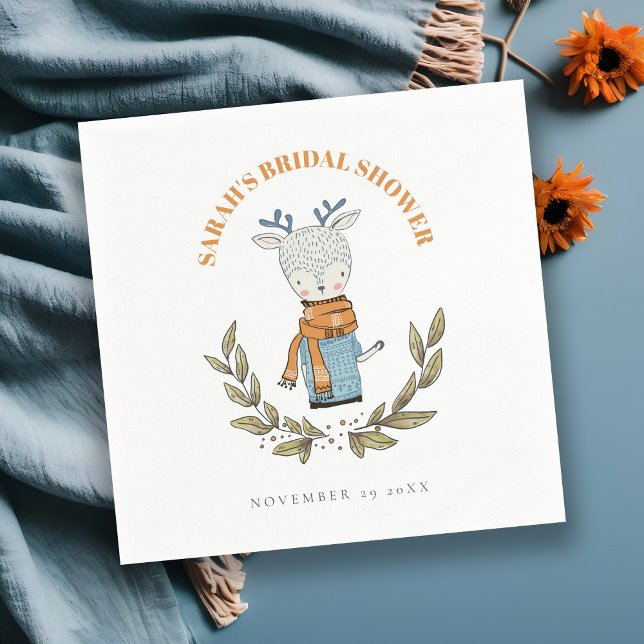 Cute Ugly Sweater Winter Reindeer Bridal Shower Napkins (Creator Uploaded)