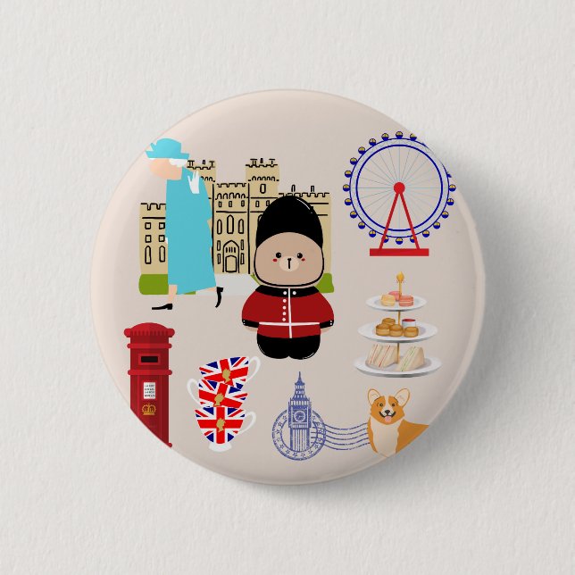 Cute UK Culture Button (Front)