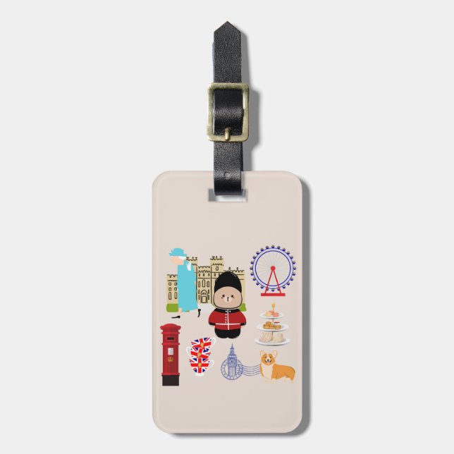 Cute UK Culture Luggage Tag (Front Vertical)
