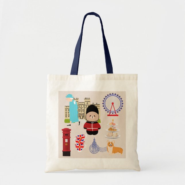Cute UK Culture Tote Bag (Front)