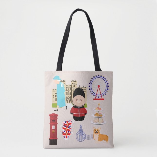  Cute UK Culture Tote Bag (Front)