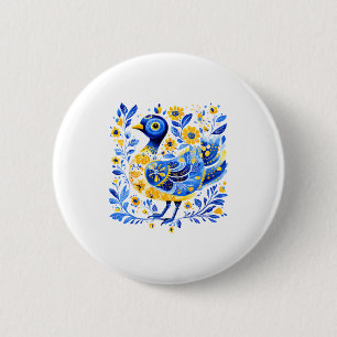 Cute Ukraine Duck Vintage Floral Ukrainian Flag Vy Button
