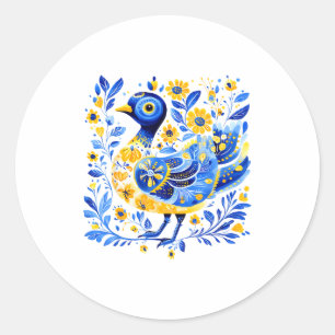 Cute Ukraine Duck Vintage Floral Ukrainian Flag Vy Classic Round Sticker