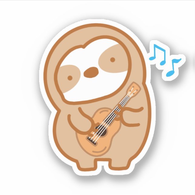 Cute Ukulele Sloth  Sticker (Front)