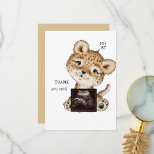 Cute Ultrasound Photo Boy Funny Thank You  Card