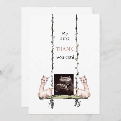 Cute Ultrasound Thanks Llamas Swinging  Thank You Card