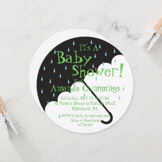 Cute Umbrella Baby Shower Invitation | Round