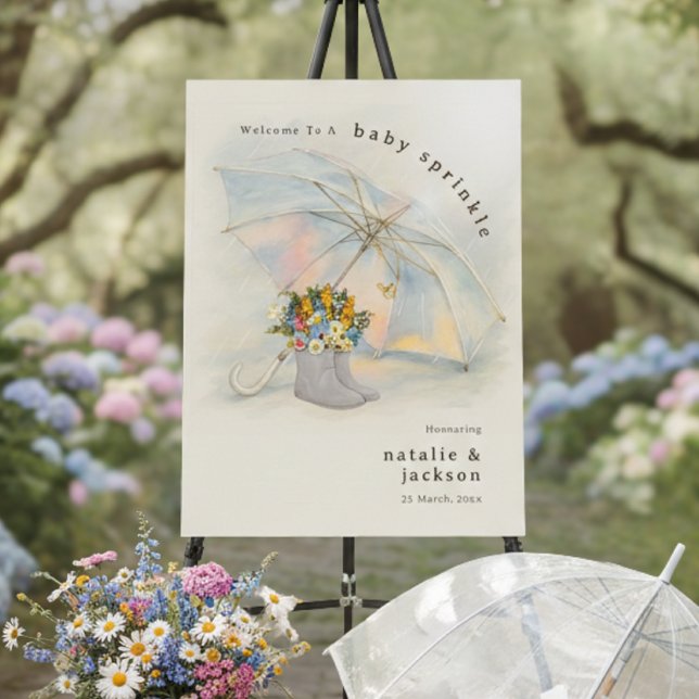 Cute Umbrella Floral Boots Baby Sprinkle Welcome Foam Board (Cute Umbrella Floral Boots Baby Sprinkle Welcome Foam Board)