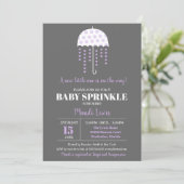 Cute Umbrella Lavender Sprinkle or Baby Shower Invitation (Standing Front)