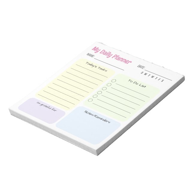Cute Undated Daily Planner Notepad (Rotated)