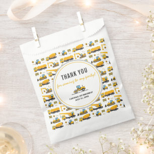 Cute Under Construction Dump Truck Birthday Party Favor Bag