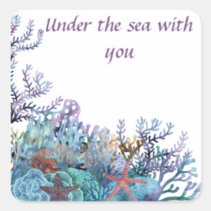 Cute under sea square sticker