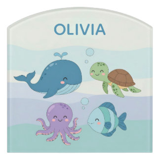 Cute Under the Sea Animal Friends Door Sign