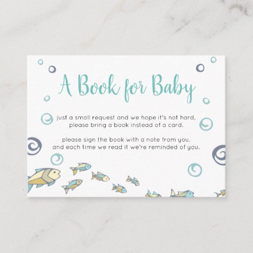 Cute Under The Sea Baby Shower Book For Baby Enclosure Card