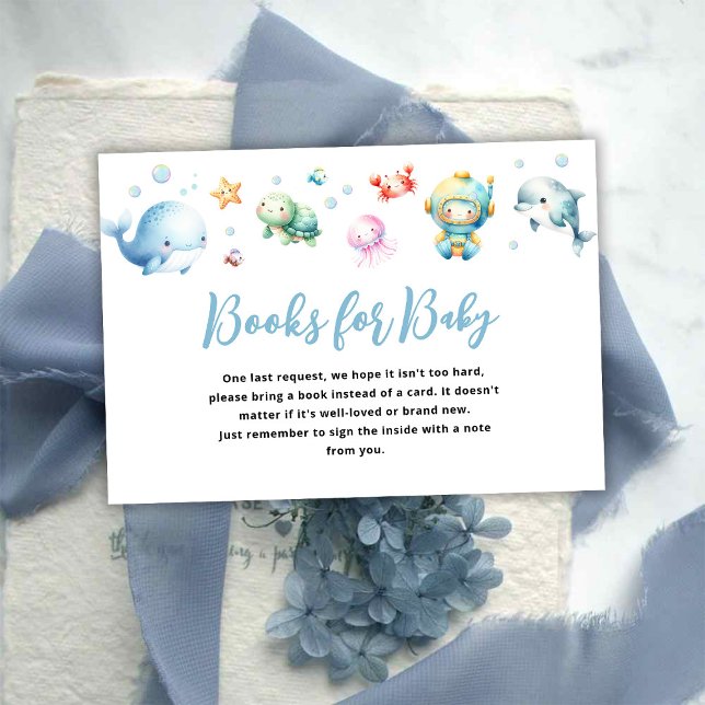 Cute Under the sea Baby Shower Books for baby Enclosure Card (Creator Uploaded)
