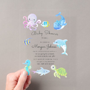 Cute Under the Sea Baby Shower By Mail Invitation