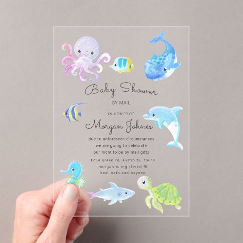Cute Under the Sea Baby Shower By Mail Invitation