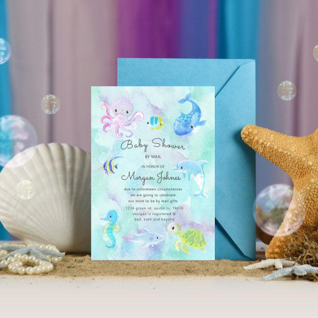 Cute Under the Sea Baby Shower By Mail Invitation (Creator Uploaded)