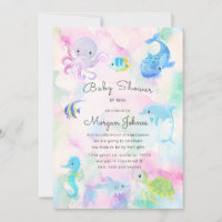 Cute under the sea Baby Shower by mail invitation