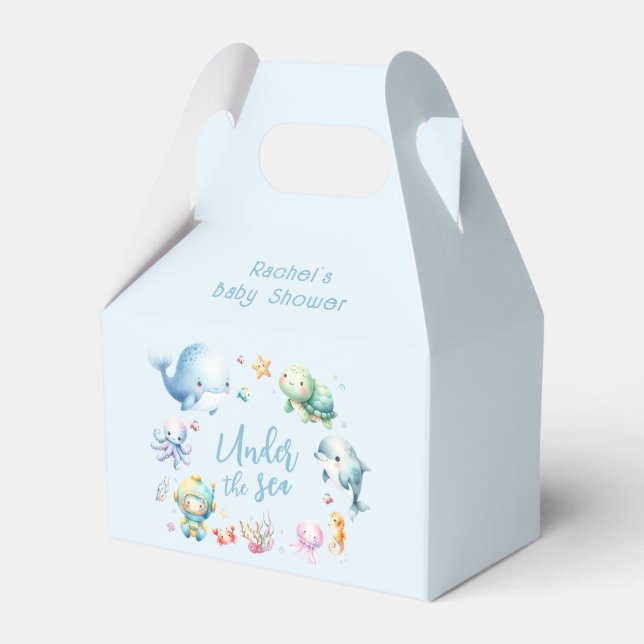 Cute Under the Sea Baby Shower Favor Boxes (Front Side)