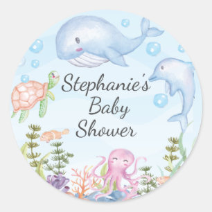 Cute Under the Sea Baby Shower Favor Sticker