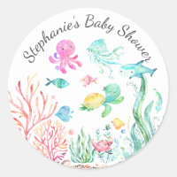 Cute Under the Sea Baby Shower Favor Sticker