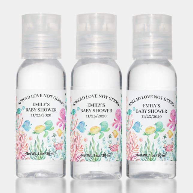 Cute Under the Sea Baby Shower Hand Sanitizer (Set)