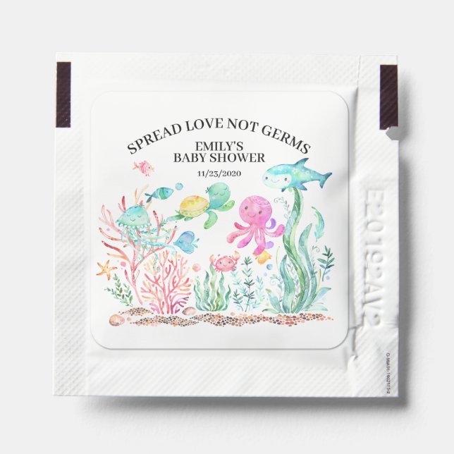 Cute Under the Sea Baby Shower Hand Sanitizer Packet (Sticker on Packet)