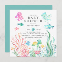 Cute Under the Sea Baby Shower Invitation