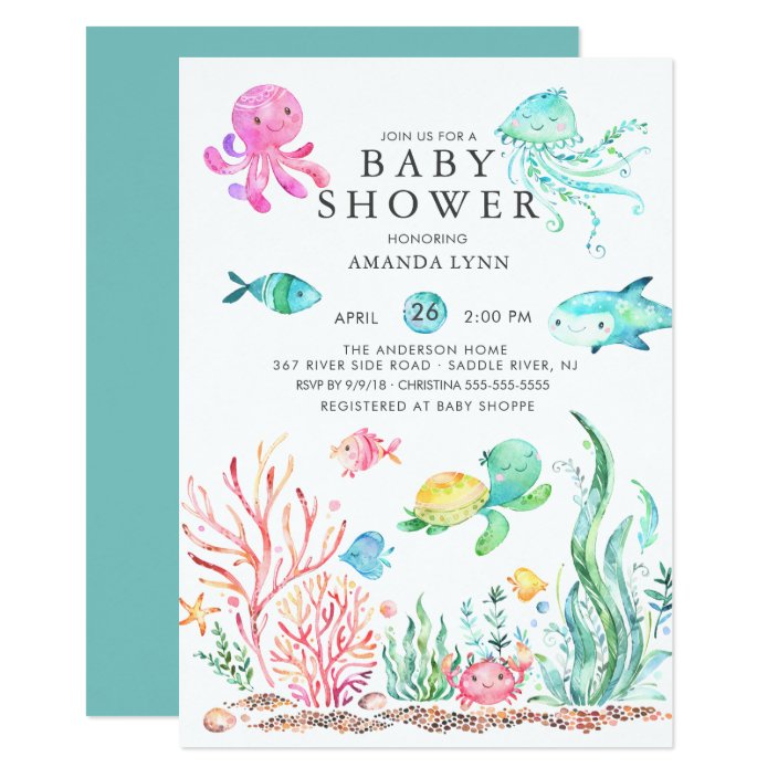 Cute Under The Sea Baby Shower Invitation Zazzle Sea Baby Shower Invitation