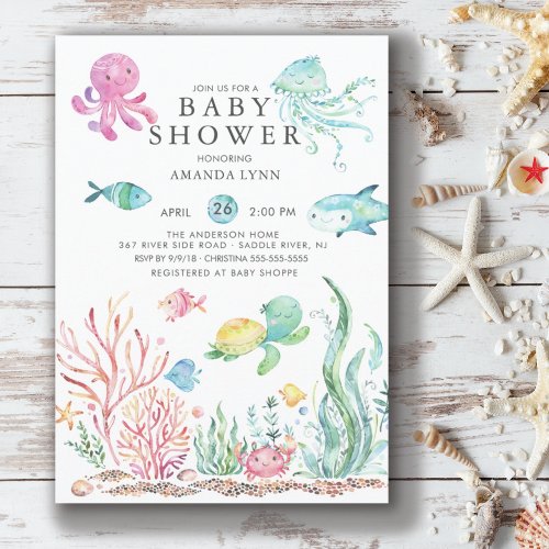 Cute Under the Sea Baby Shower Invitation