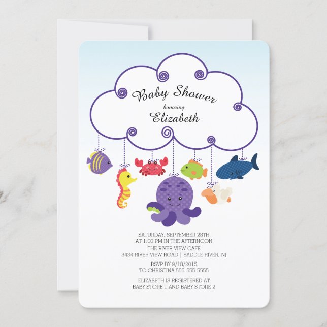 Cute Under the Sea Baby Shower Invitations (Front)