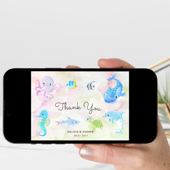 Cute Under the Sea Baby Shower Thank You Card (Front Digital)