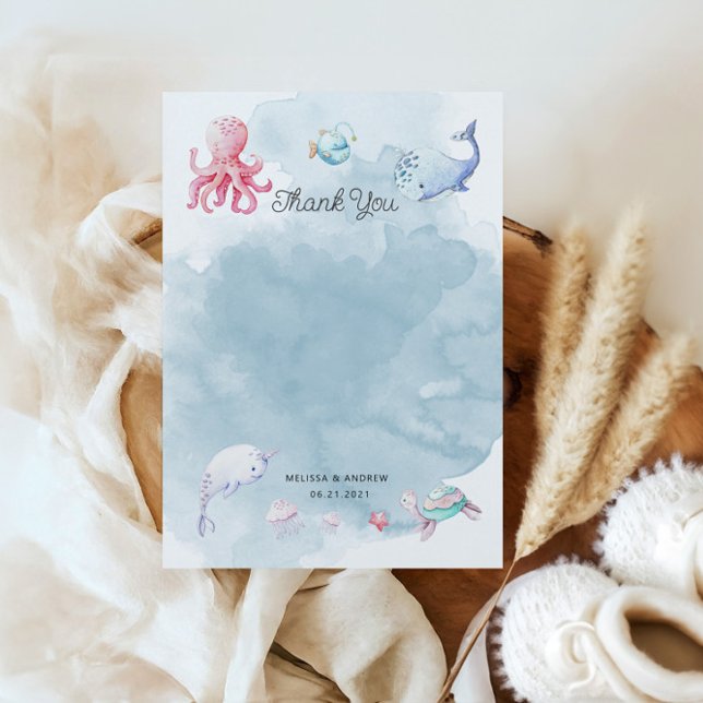 Cute Under the Sea Baby Shower Thank You Card (Creator Uploaded)