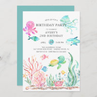 Cute Under the Sea Birthday  Invitation