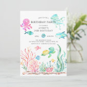 Cute Under the Sea Birthday  Invitation (Standing Front)