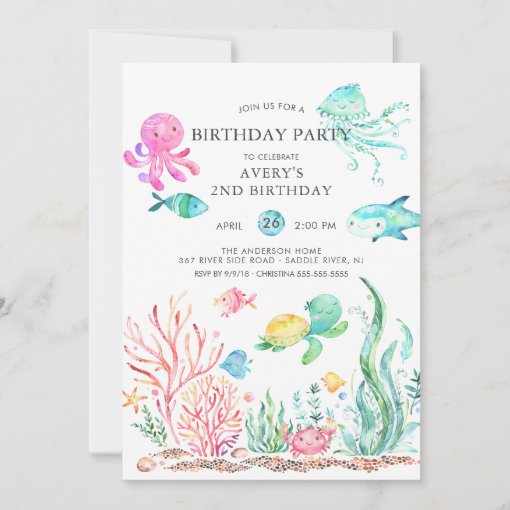 Cute Under the Sea Birthday Invitation | Zazzle