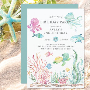 Cute Under the Sea Birthday  Invitation