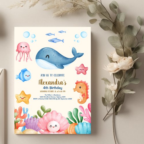 Cute Under the Sea Birthday Invitation